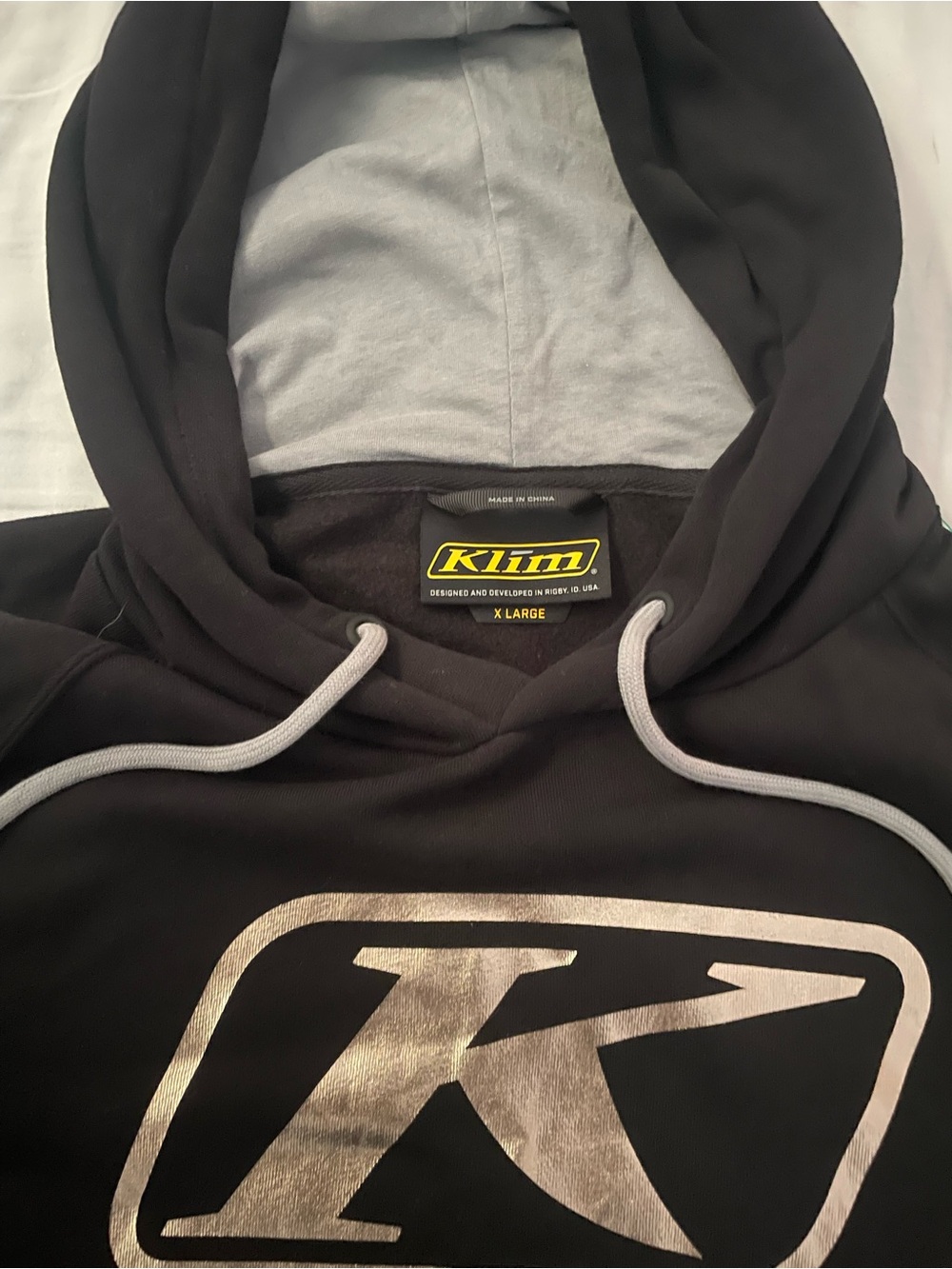 Klim Men’s Black Hoodie with Silver Logo - X-Large